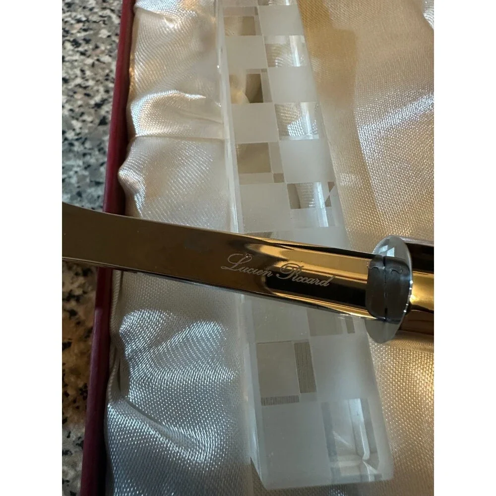 Lucien Piccard Salad Server Set with Checkered Handle New